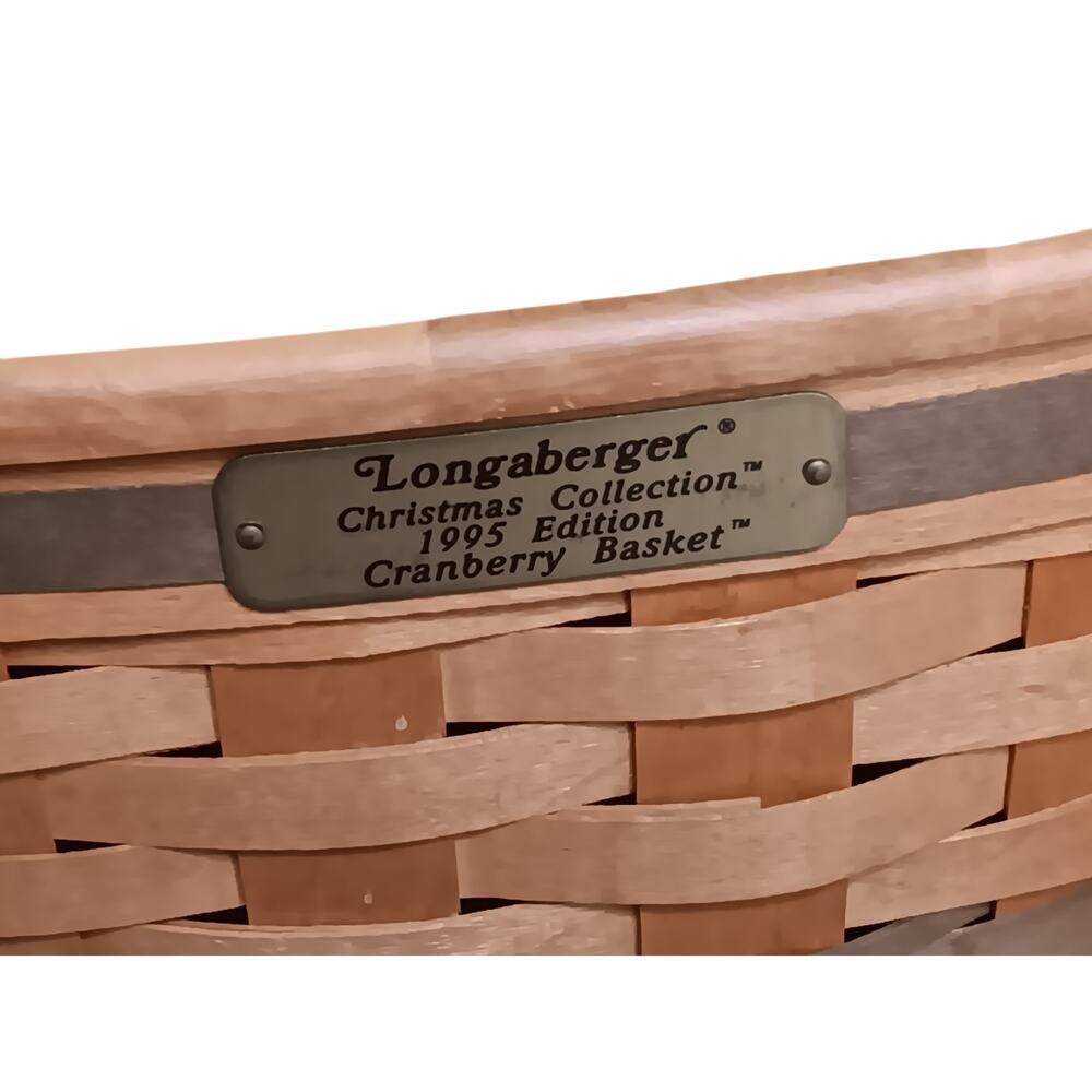 Vintage Longaberger 1995 Christmas Cranberry Basket w Lid Handle Liner USA - Picture 3 of 9